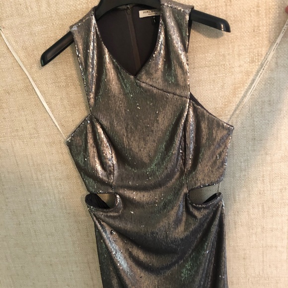 Halston Heritage mini dress! Silver sequined - Picture 9 of 9